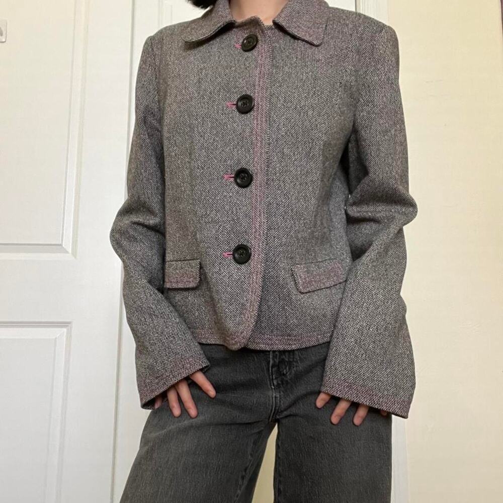 Vintage Y2K Gap Gray Tweed Cropped Jacket Size M
